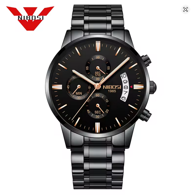 Nibosi Black Wristwatch